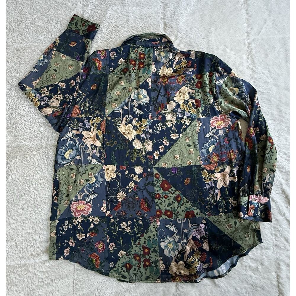 ZARA Silky Feel Button Down Floral Long Sleeve Top Blouse Size XXL Plus - Picture 5 of 5